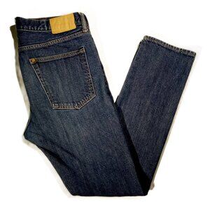 H&M Jeans  Men's  sz 34  Slim  Straight  Button-Fly  5 pocket  Med-Dark wash EXC